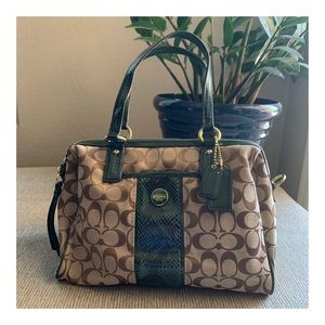 Coach Signature Stripe Python Carryall Satchel